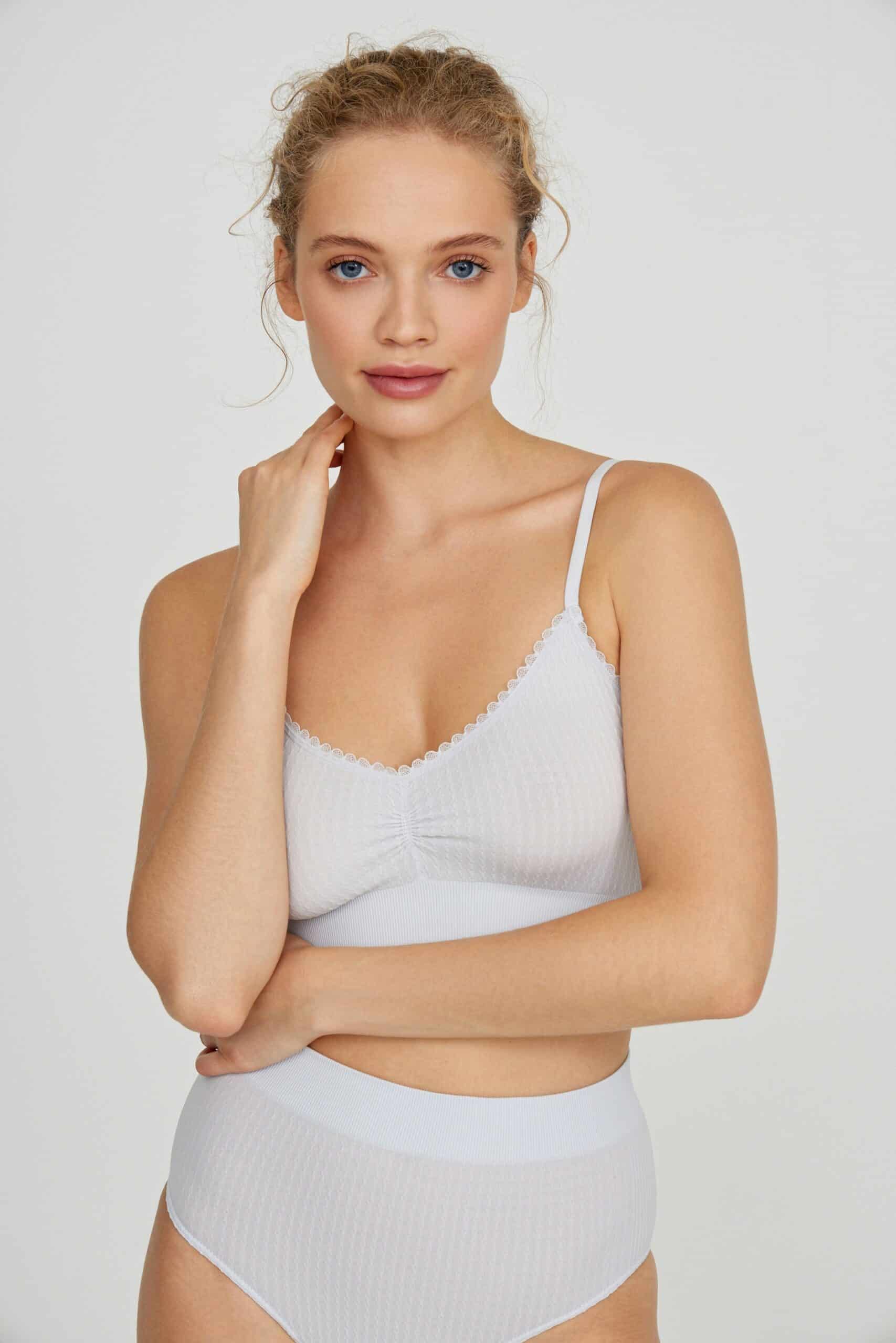 V-neck textured knit top – фото № 4