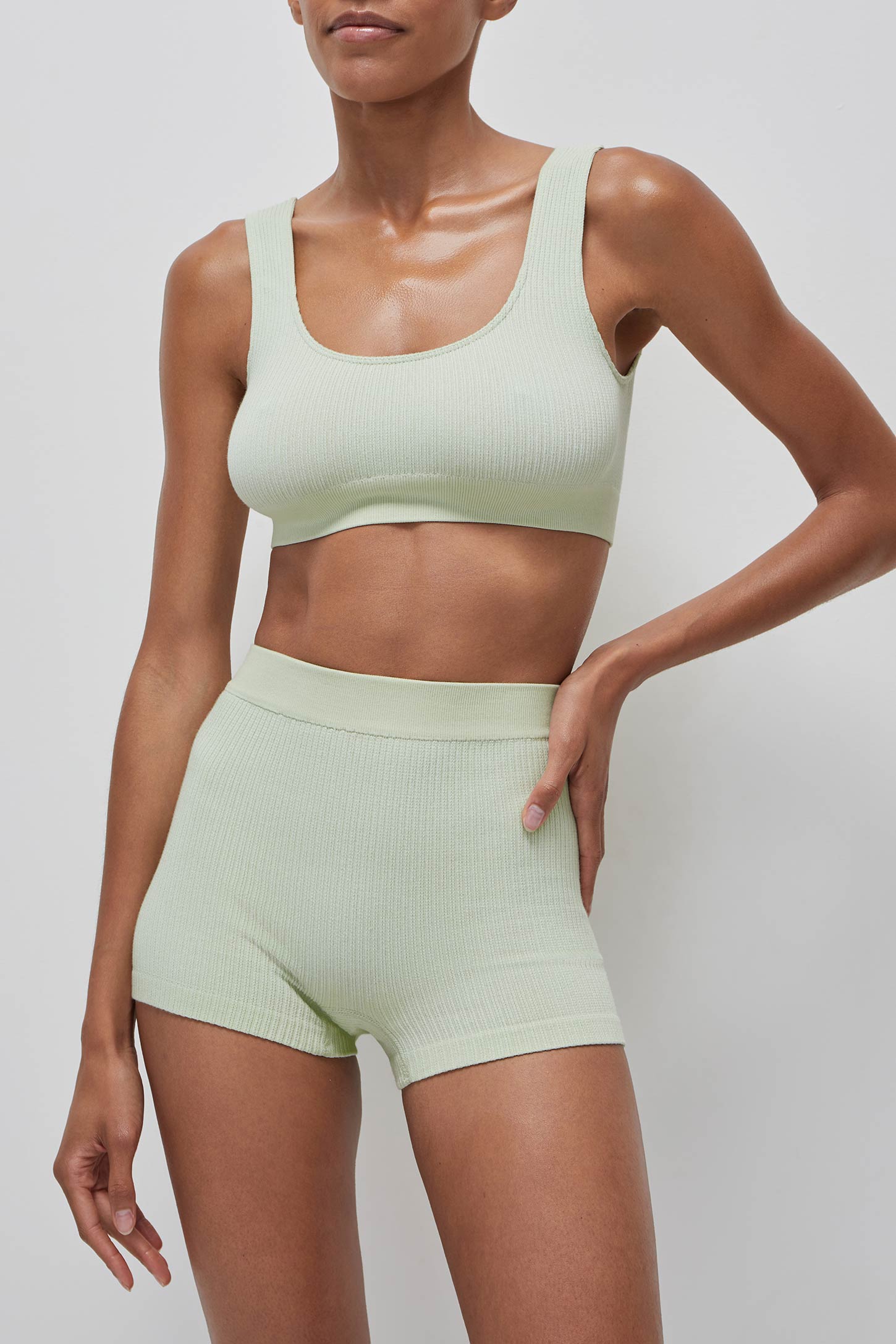 Ribbed Cotton Seamless Shorts