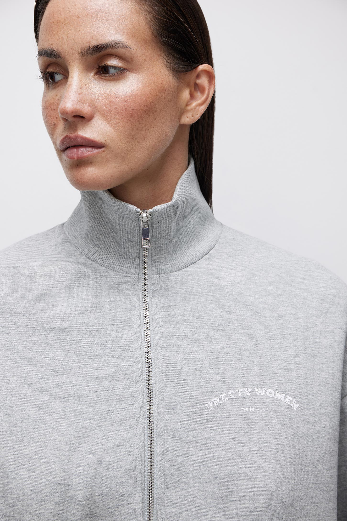 Oversized sweatshirt with a zipper PRETTY WOMAN – фото № 3