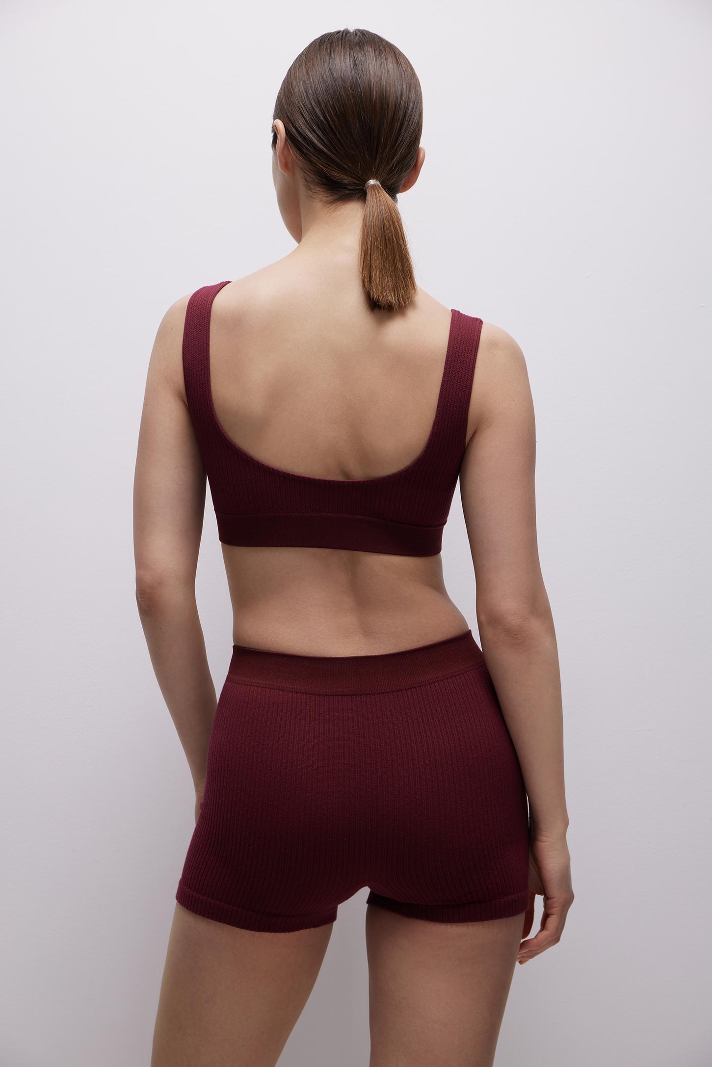 Wide strap ribbed top BURGUNDY – фото № 4