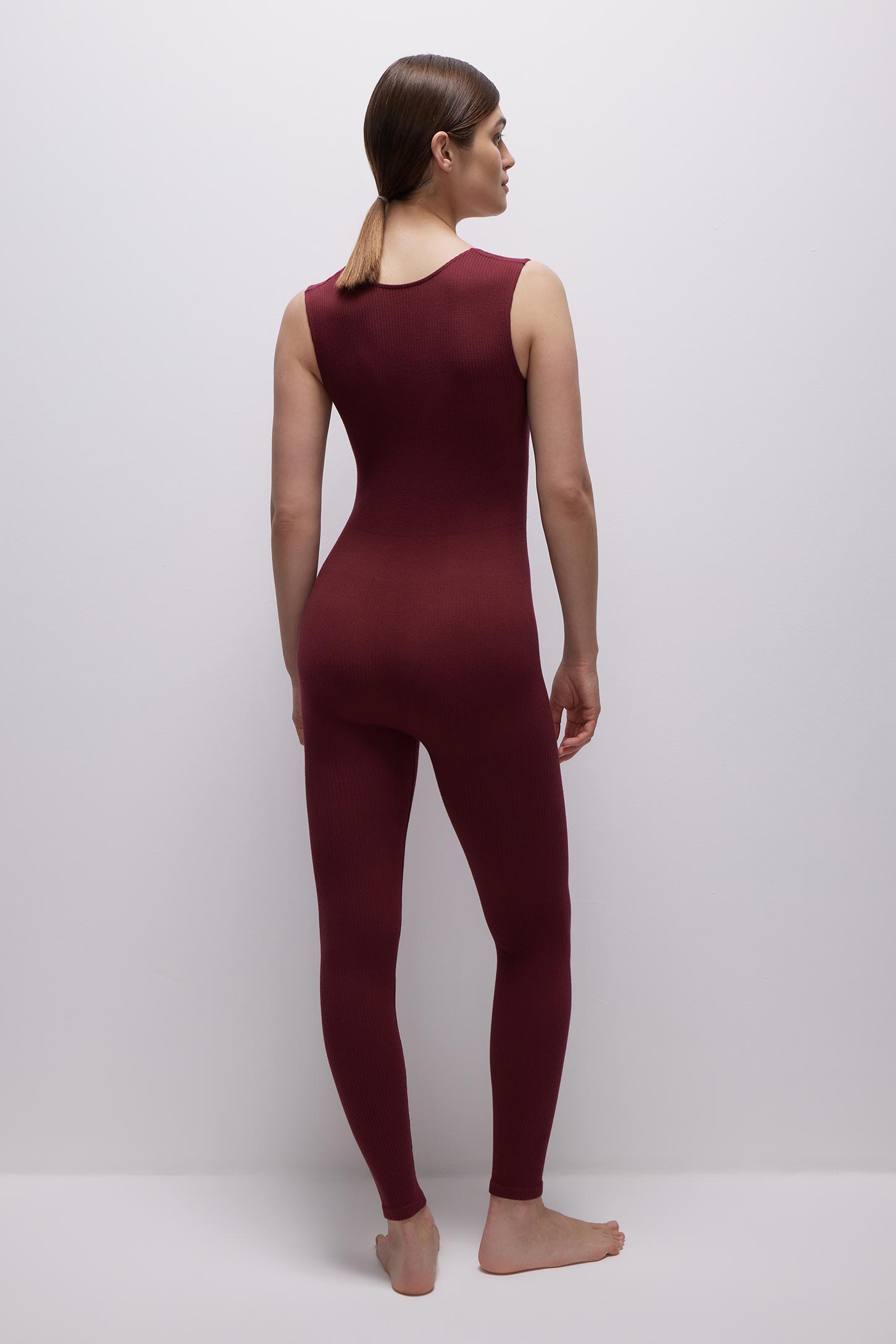 Ribbed jumpsuit BURGUNDY – фото № 5