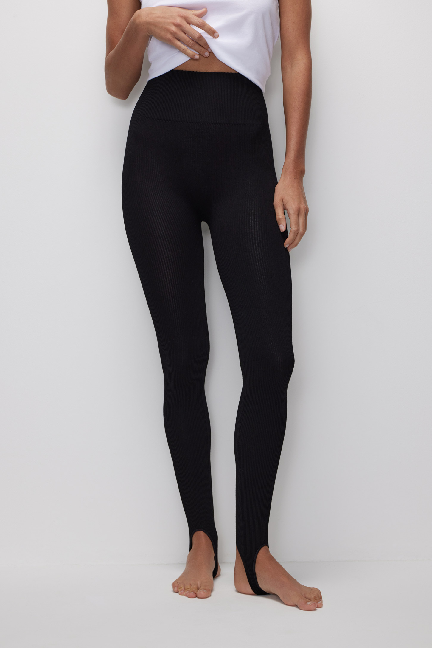 Leggings with ribbed bamboo straps Essentials – фото № 3
