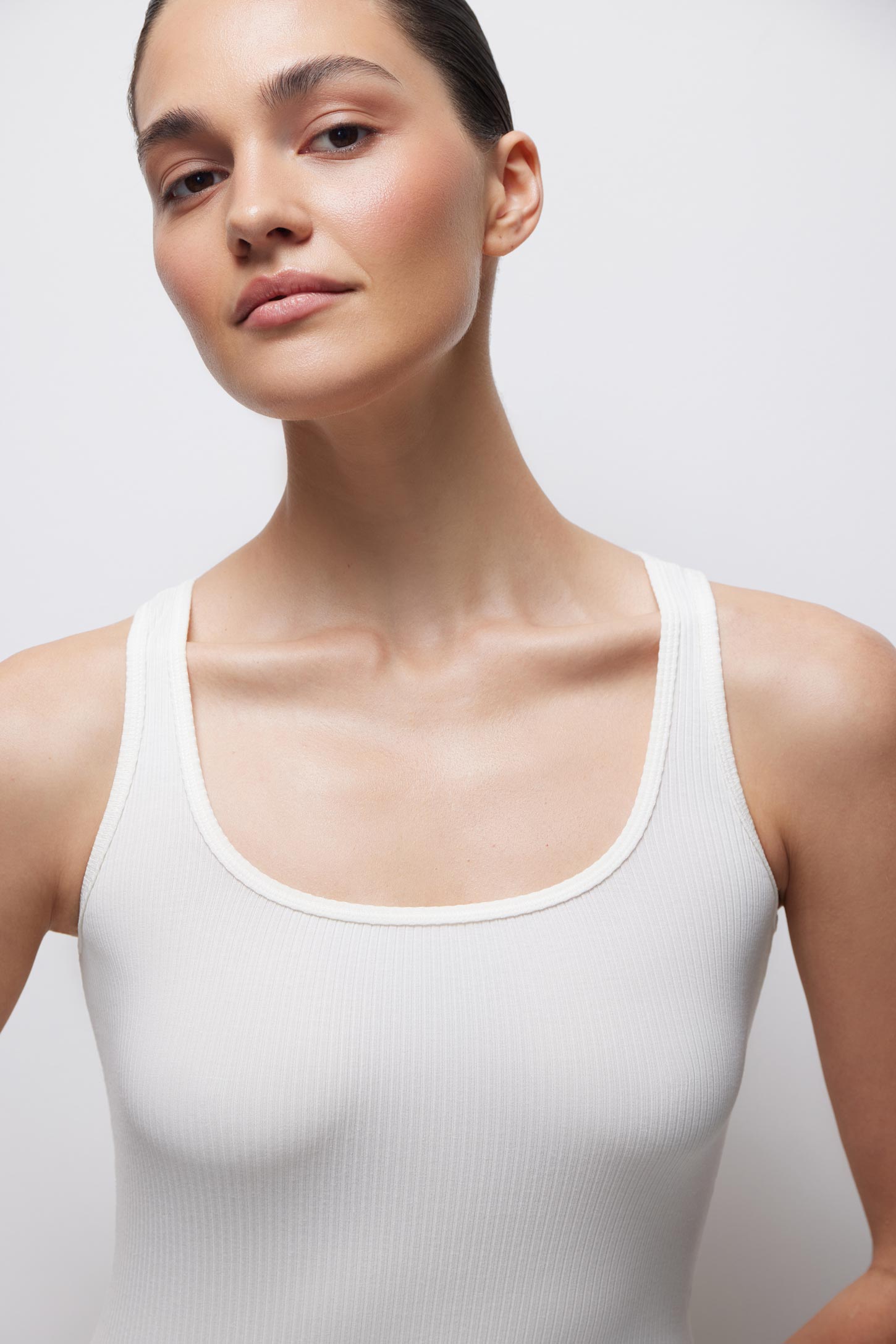 Ribbed cotton tank top with wide straps Ribbed cotton – фото № 2