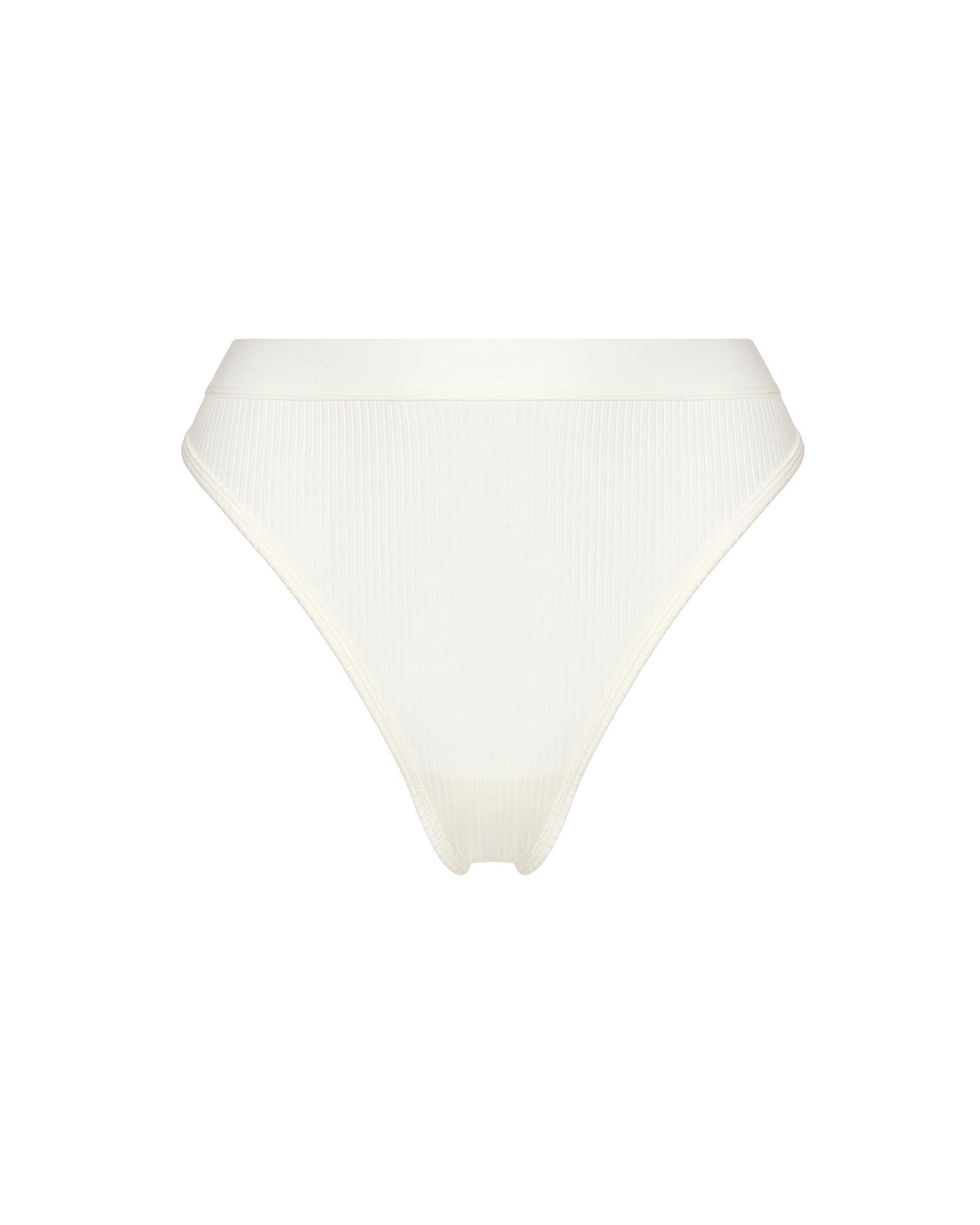 High-waisted cotton ribbed thong Ribbed cotton – фото № 4