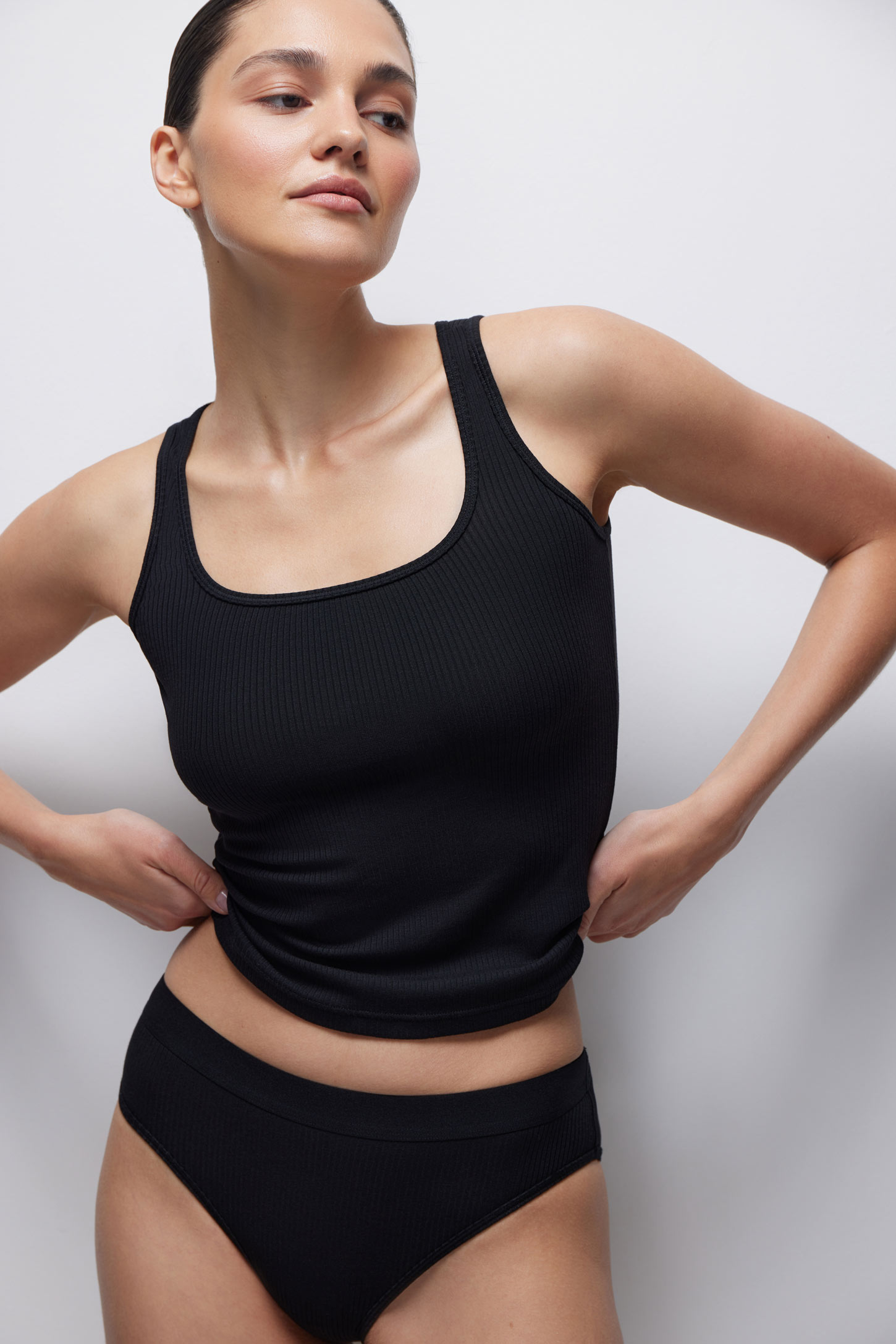 Ribbed cotton tank top with wide straps Ribbed cotton – фото № 5