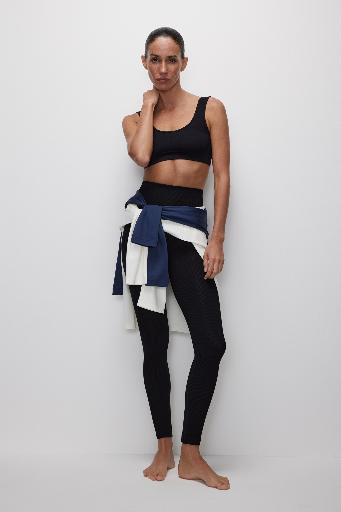 High-waist ribbed leggings Base – фото № 3